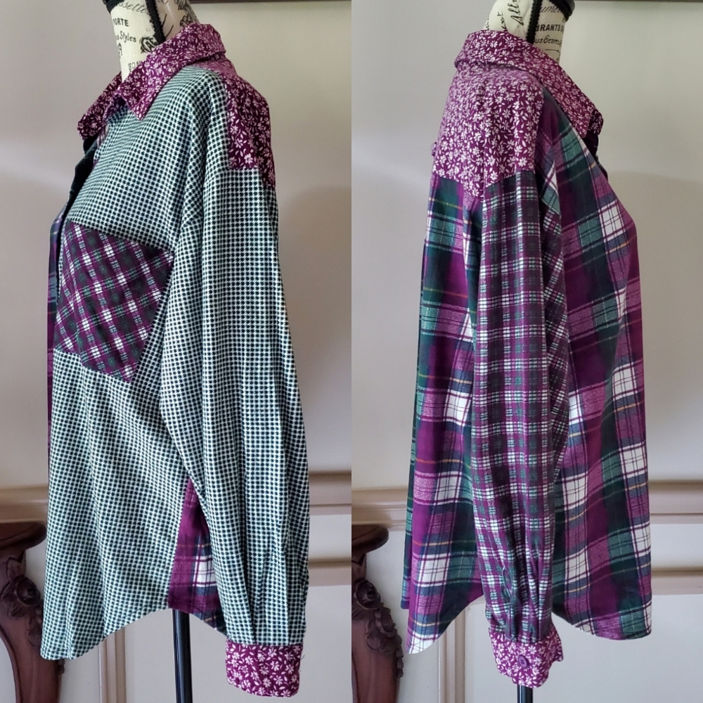 Vintage Bubblegrunge Mixed Pattern Oversized Flan… - image 3